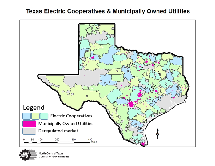 Map of Texas Electric Cooperatives and Municipally Owned Utilities